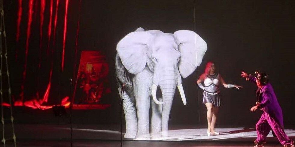 hologramme géant éléphant